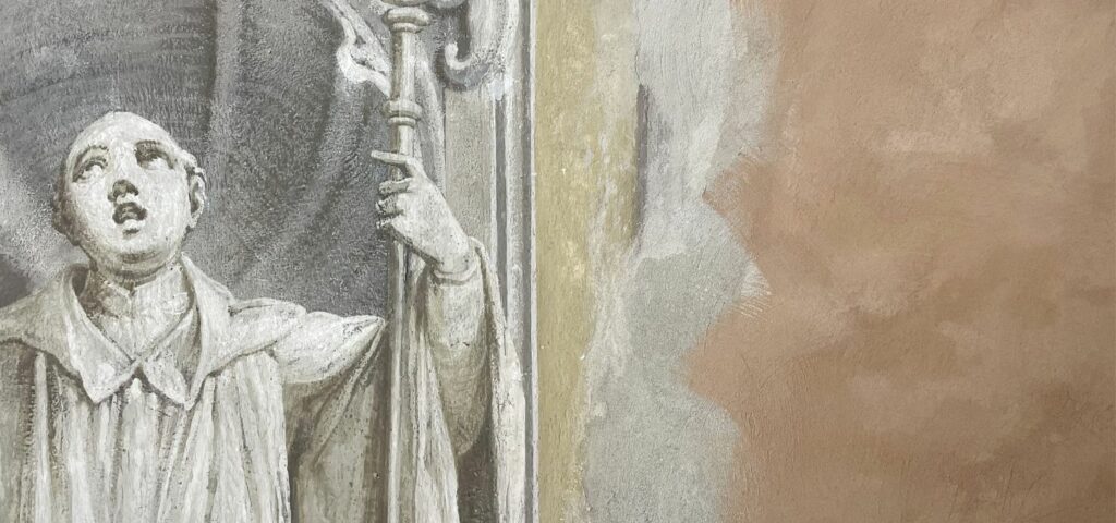 Tinte a calce e Acqua di calce per il restauro di una cappella a Bologna a cura dell'Accademia delle Belle Arti.